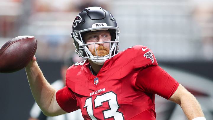 Aug 14, 2026; Atlanta, Georgia, USA; Atlanta Falcons quarterback Cooper Rush (13) throws a pass against the Denver Broncos in the second quater at Mercedes-Benz Stadium. Mandatory Credit: Brett Davis-Imagn Images
