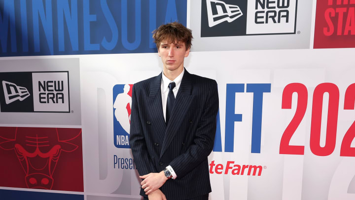 Jun 26, 2024; Brooklyn, NY, USA; Matas Buzelis arrives for the first round of the 2024 NBA Draft at Barclays Center. Mandatory Credit: Brad Penner-USA TODAY Sports