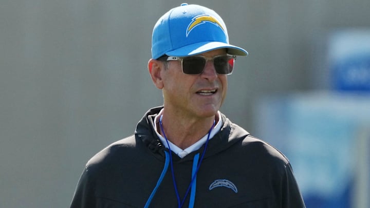 Chargers head coach Jim Harbaugh Chargers head coach Jim Harbaugh