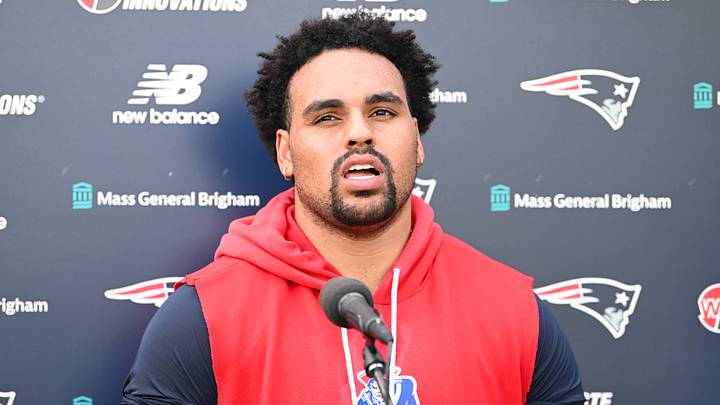 New England Patriots guard Alijah Vera-Tucker New England Patriots guard Alijah Vera-Tucker