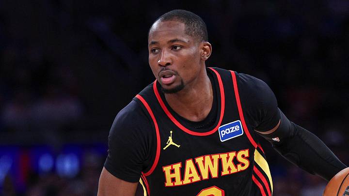 Apr 18, 2026; New York, New York, USA; Atlanta Hawks forward Jonathan Kuminga (0) dribbles during the second half of the 2026 NBA Playoffs against the New York Knicks at Madison Square Garden. Mandatory Credit: Vincent Carchietta-Imagn Images