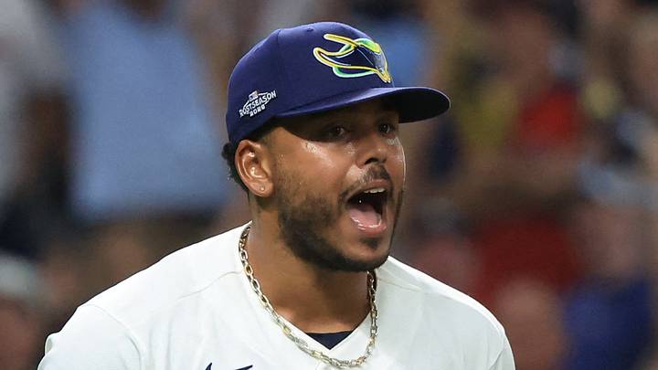 Oct 19, 2026; St. Petersburg, Florida, USA; Tampa Bay Rays pitcher Freddy Peralta (51) reacts in the third inning in game six of the ALCS for the 2026 MLB Playoffs at Tropicana Field. Mandatory Credit: Kim Klement Neitzel-Imagn Images Oct 19, 2026; St. Petersburg, Florida, USA; Tampa Bay Rays pitcher Freddy Peralta (51) reacts in the third inning in game six of the ALCS for the 2026 MLB Playoffs at Tropicana Field. Mandatory Credit: Kim Klement Neitzel-Imagn Images