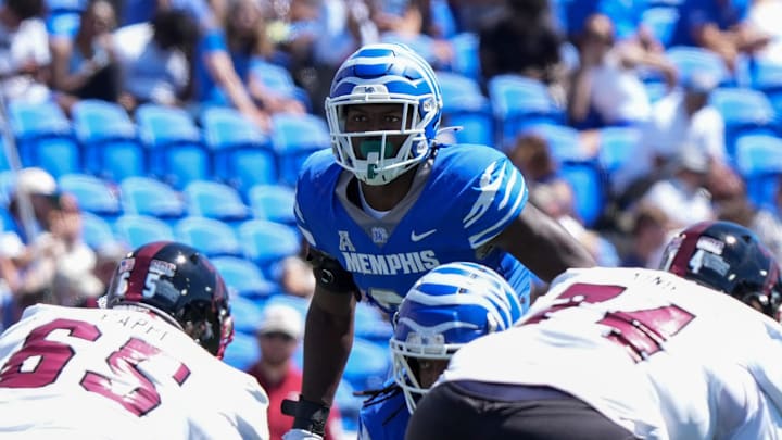 Memphis' Elijah Herring (31) watches the Troy offense during the game between Troy University and the University of Memphis at Simmons Bank Liberty Stadium in Memphis, Tenn., on Saturday, September 7, 2024.