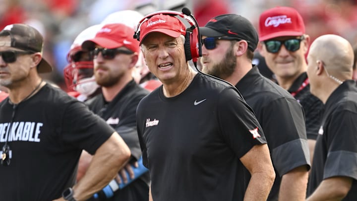 Houston Cougars head coach Willie Fritz looks on during the third quarter against the Arizona Wildcats.
