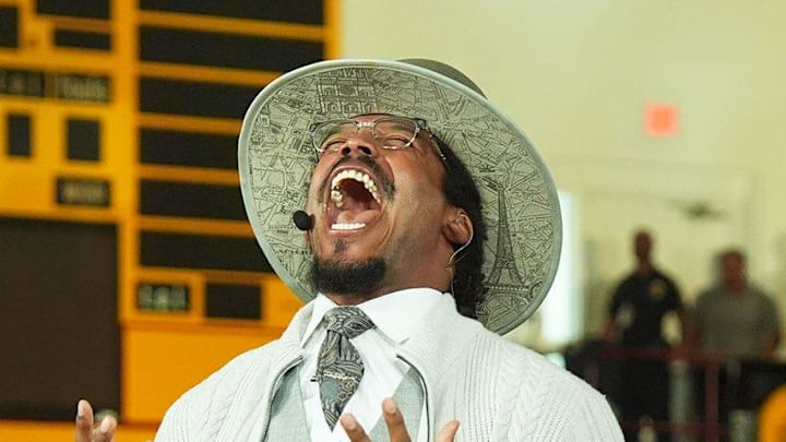 ESPN's First Take's Cam Newton has a laugh ESPN's First Take's Cam Newton has a laugh
