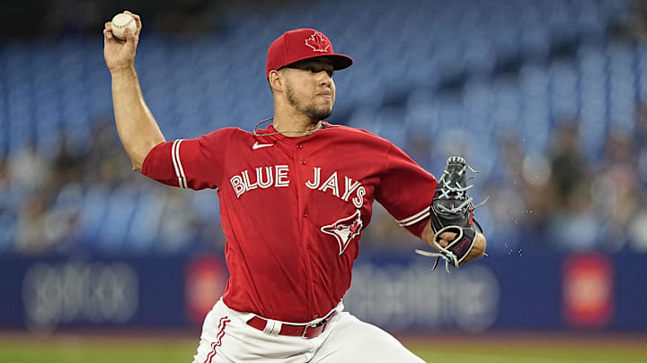 Toronto Blue Jays starting pitcher Jose Berrios (17) 
