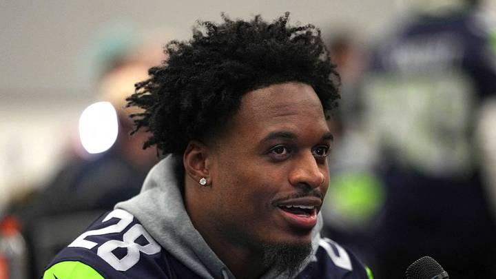 Seattle Seahawks cornerback Nehemiah Pritchett talks to the media