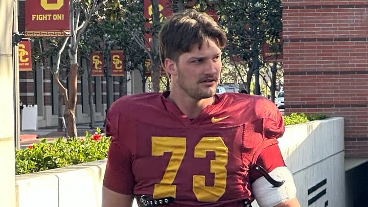 USC Trojans offensive lineman Tobias Raymond