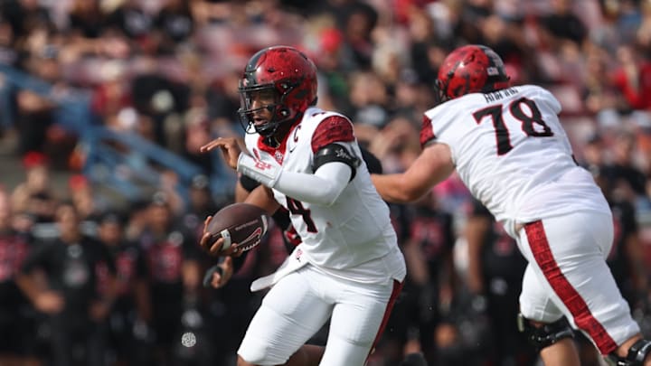 San Diego State Aztecs quarterback Jayden Denegal (4).
