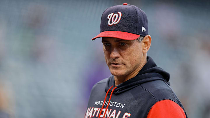 May 3, 2022; Denver, Colorado, USA; Washington Nationals bench coach Tim Bogar (24) before the game against the Colorado Rockies at Coors Field. Mandatory Credit: Isaiah J. Downing-Imagn Images