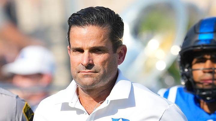Sep 19, 2026; Durham, North Carolina, USA; Duke Blue Devils head coach Manny Diaz runs onto the field before the start of the game against the Stanford Cardinal at Wallace Wade Stadium. Mandatory Credit: James Guillory-Imagn Images Sep 19, 2026; Durham, North Carolina, USA; Duke Blue Devils head coach Manny Diaz runs onto the field before the start of the game against the Stanford Cardinal at Wallace Wade Stadium. Mandatory Credit: James Guillory-Imagn Images