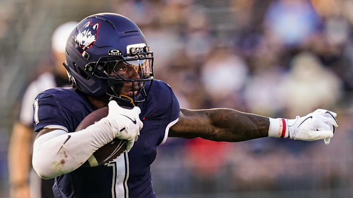 Connecticut wide receiver Skyler Bell is second in the FBS with 66 catches for 845 receiving yards.