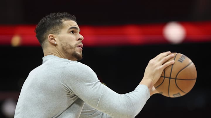 Mar 23, 2025; Houston, Texas, USA; Denver Nuggets forward Michael Porter Jr. (1) warms up before the game against the Houston Rockets at Toyota Center. Mandatory Credit: Troy Taormina-Imagn Images Mar 23, 2025; Houston, Texas, USA; Denver Nuggets forward Michael Porter Jr. (1) warms up before the game against the Houston Rockets at Toyota Center. Mandatory Credit: Troy Taormina-Imagn Images