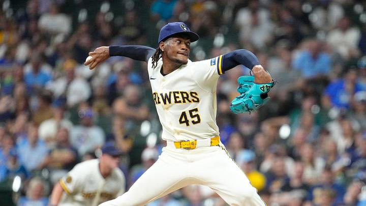 Aug 4, 2026; Milwaukee, Wisconsin, USA; Milwaukee Brewers relief pitcher Abner Uribe (45) delivers a pitch against the Pittsburgh Pirates in the eighth inning at American Family Field. Mandatory Credit: Michael McLoone-Imagn Images Aug 4, 2026; Milwaukee, Wisconsin, USA; Milwaukee Brewers relief pitcher Abner Uribe (45) delivers a pitch against the Pittsburgh Pirates in the eighth inning at American Family Field. Mandatory Credit: Michael McLoone-Imagn Images