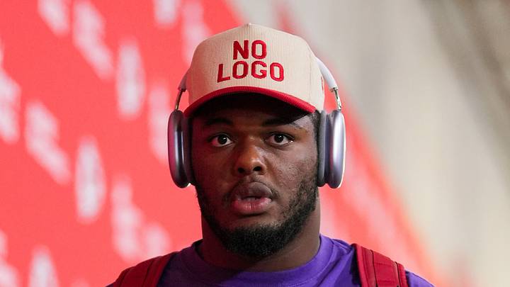 Aug 28, 2026; Kansas City, Missouri, USA; Kansas City Chiefs offensive tackle Kahlil Benson (70) arrives prior to a game against the Seattle Seahawks at Arrowhead Stadium. Mandatory Credit: Jay Biggerstaff-Imagn Images