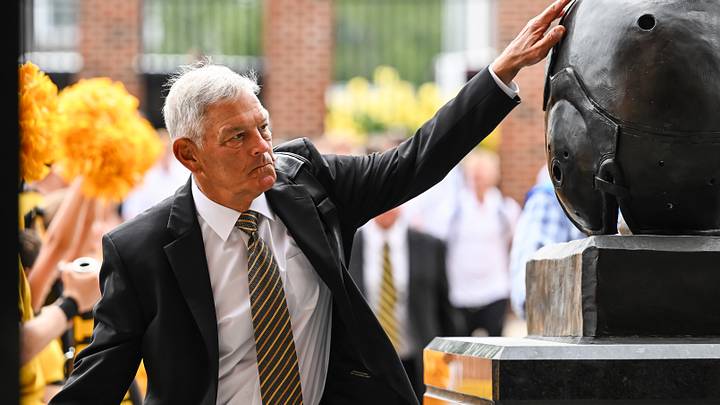Sep 5, 2026; Iowa City, Iowa, USA; Iowa Hawkeyes head coach Kirk Ferentz enters Kinnick Stadium before the game against the Northern Illinois Huskies. Mandatory Credit: Jeffrey Becker-Imagn Images Sep 5, 2026; Iowa City, Iowa, USA; Iowa Hawkeyes head coach Kirk Ferentz enters Kinnick Stadium before the game against the Northern Illinois Huskies. Mandatory Credit: Jeffrey Becker-Imagn Images