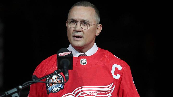 Steve Yzerman talks to fans about the 1997-98 Stanley Cup run during a ceremony honoring that championship run Saturday, Nov. 5, 2022 at Little Caesars Arena.
Wingsny 110522 Kd 0011873 Steve Yzerman talks to fans about the 1997-98 Stanley Cup run during a ceremony honoring that championship run Saturday, Nov. 5, 2022 at Little Caesars Arena.
Wingsny 110522 Kd 0011873