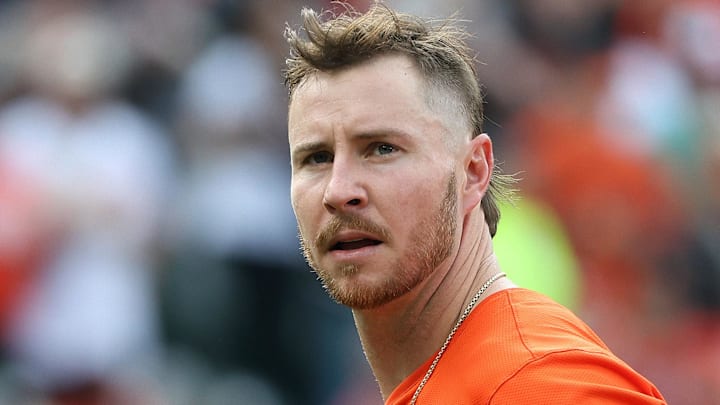 May 31, 2025; Baltimore, Maryland, USA; Baltimore Orioles outfielder Ryan O'Hearn (32) looks on during the fifth inning against the Chicago White Sox at Oriole Park at Camden Yards