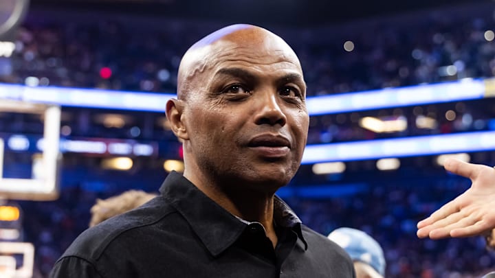 Nov 21, 2025; Phoenix, Arizona, USA; Phoenix Suns former player Charles Barkley in attendance against the Minnesota Timberwolves during an NBA Cup game at Mortgage Matchup Center. Mandatory Credit: Mark J. Rebilas-Imagn Images