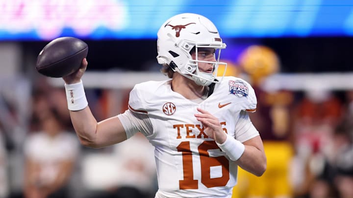Texas' Arch Manning is PFF's No. 1 quarterback prospect in the 2026 NFL Draft class. The Florida Gators host Texas on Oct. 4.