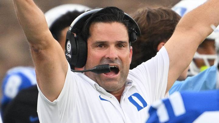 Sep 5, 2026; Durham, North Carolina, USA; Duke Blue Devils head coach Manny Diaz reacts during the second half against the Tulane Green Wave at Wallace Wade Stadium. Mandatory Credit: Zachary Taft-Imagn Images Sep 5, 2026; Durham, North Carolina, USA; Duke Blue Devils head coach Manny Diaz reacts during the second half against the Tulane Green Wave at Wallace Wade Stadium. Mandatory Credit: Zachary Taft-Imagn Images