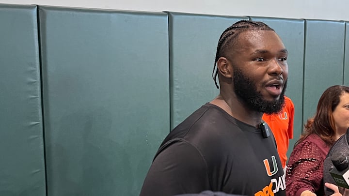 Jalen Rivers speaking with media after Miami's Pro Day. Jalen Rivers speaking with media after Miami's Pro Day.