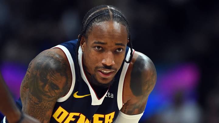 Oct 24, 2026; Denver, Colorado, USA; Denver Nuggets guard DeMar DeRozan (10) during the first half against the New Orleans Pelicans at Ball Arena. Mandatory Credit: Christopher Hanewinckel-Imagn Images