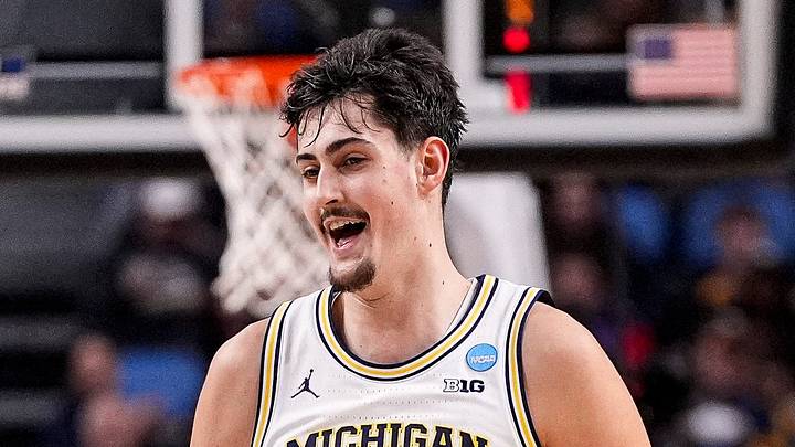 Michigan center Aday Mara (15), center, celebrates a play against Saint Louis with guard Elliot Cadeau (3) during the first half of NCAA Tournament Second Round at KeyBank Center in Buffalo on Saturday, March 21, 2026. Michigan center Aday Mara (15), center, celebrates a play against Saint Louis with guard Elliot Cadeau (3) during the first half of NCAA Tournament Second Round at KeyBank Center in Buffalo on Saturday, March 21, 2026.