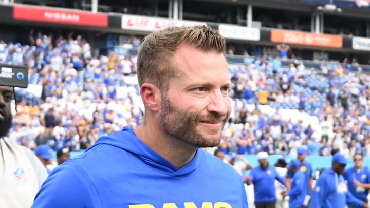 Sep 14, 2025; Nashville, Tennessee, USA; Los Angeles Rams head coach Sean McVay after the game at Nissan Stadium. Mandatory Credit: Steve Roberts-Imagn Images Sep 14, 2025; Nashville, Tennessee, USA; Los Angeles Rams head coach Sean McVay after the game at Nissan Stadium. Mandatory Credit: Steve Roberts-Imagn Images