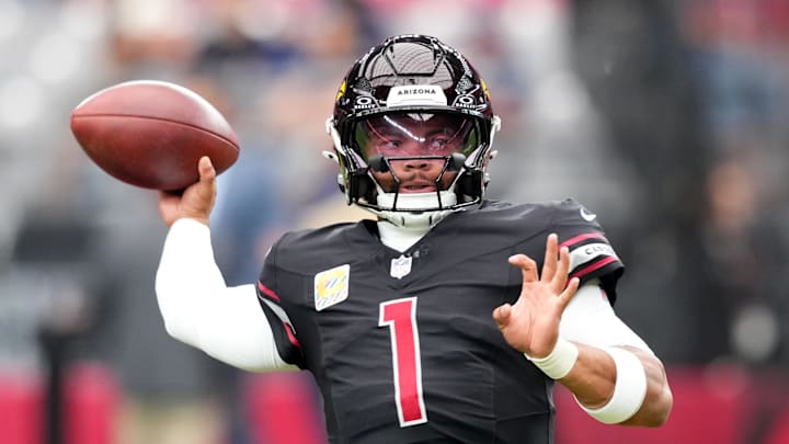 Oct 5, 2025; Glendale, Arizona, USA; Arizona Cardinals quarterback Kyler Murray (1) warms up before their game against the Tennessee Titans at State Farm Stadium. Mandatory Credit: Matt Kartozian-Imagn Images Oct 5, 2025; Glendale, Arizona, USA; Arizona Cardinals quarterback Kyler Murray (1) warms up before their game against the Tennessee Titans at State Farm Stadium. Mandatory Credit: Matt Kartozian-Imagn Images