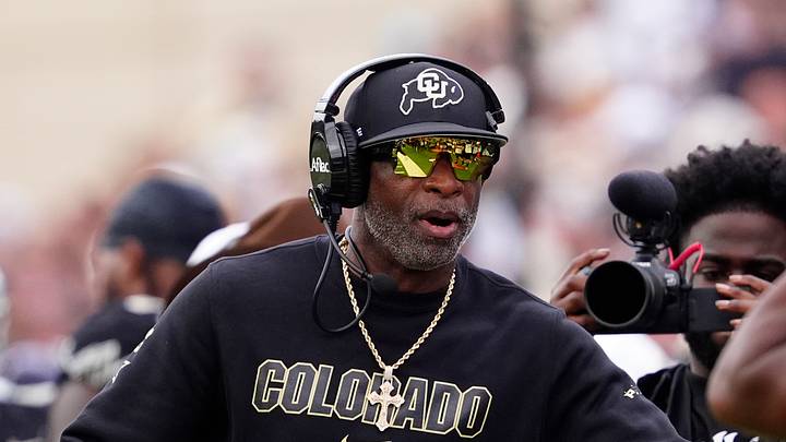 Sep 6, 2025; Boulder, Colorado, USA; Colorado Buffaloes head coach Deion Sanders during the second half against the Delaware Fightin Blue Hens at Folsom Field. Mandatory Credit: Ron Chenoy-Imagn Images Sep 6, 2025; Boulder, Colorado, USA; Colorado Buffaloes head coach Deion Sanders during the second half against the Delaware Fightin Blue Hens at Folsom Field. Mandatory Credit: Ron Chenoy-Imagn Images