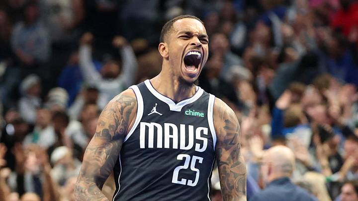 Dec 3, 2024; Dallas, Texas, USA; Dallas Mavericks forward P.J. Washington (25) reacts after scoring during the fourth quarter against the Memphis Grizzlies  at American Airlines Center. Mandatory Credit: Kevin Jairaj-Imagn Images