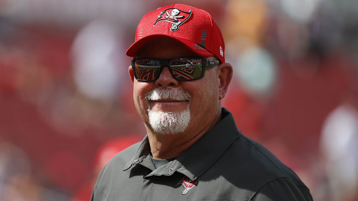 Sep 19, 2021; Tampa, Florida, USA;  Tampa Bay Buccaneers head coach Bruce Arians Mandatory Credit: Kim Klement-Imagn Images