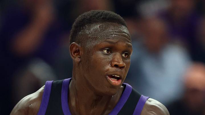Phoenix, Arizona, USA; Phoenix Suns center Khaman Maluach (10) against the Dallas Mavericks at Mortgage Matchup Center on Apr 8, 2026. Phoenix, Arizona, USA; Phoenix Suns center Khaman Maluach (10) against the Dallas Mavericks at Mortgage Matchup Center on Apr 8, 2026.