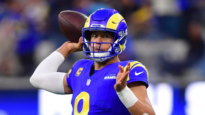 Dec 14, 2025; Inglewood, California, USA; Los Angeles Rams quarterback Matthew Stafford (9) throws a pass during the fourth quarter against the Detroit Lions at SoFi Stadium. Mandatory Credit: Gary A. Vasquez-Imagn Images Dec 14, 2025; Inglewood, California, USA; Los Angeles Rams quarterback Matthew Stafford (9) throws a pass during the fourth quarter against the Detroit Lions at SoFi Stadium. Mandatory Credit: Gary A. Vasquez-Imagn Images