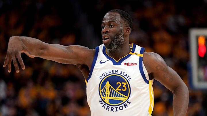 Apr 15, 2025; San Francisco, California, USA; Golden State Warriors forward Draymond Green (23) reacts after being called for a foul against the Memphis Grizzlies in the fourth quarter at the Chase Center. Mandatory Credit: Cary Edmondson-Imagn Images Apr 15, 2025; San Francisco, California, USA; Golden State Warriors forward Draymond Green (23) reacts after being called for a foul against the Memphis Grizzlies in the fourth quarter at the Chase Center. Mandatory Credit: Cary Edmondson-Imagn Images