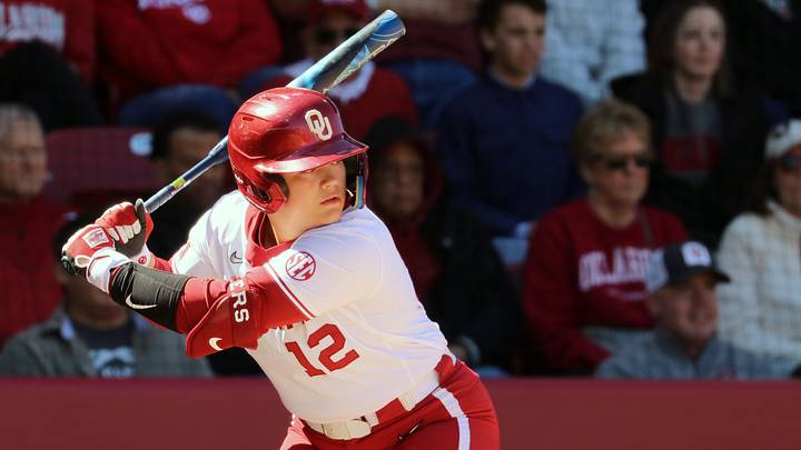 Oklahoma infielder Lexi McDaniel waits for a pitch against Kentucky at Love's Field.