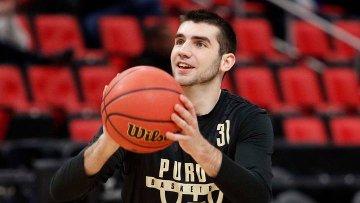 Purdue Boilermakers guard Dakota Mathias (31) takes a shot during a practice. Purdue Boilermakers guard Dakota Mathias (31) takes a shot during a practice.