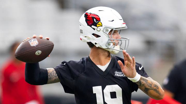 Jul 23, 2026; Glendale, AZ, USA; Arizona Cardinals quarterback Carson Beck (19) during training camp at State Farm Stadium. Mandatory Credit: Mark J. Rebilas-Imagn Images Jul 23, 2026; Glendale, AZ, USA; Arizona Cardinals quarterback Carson Beck (19) during training camp at State Farm Stadium. Mandatory Credit: Mark J. Rebilas-Imagn Images