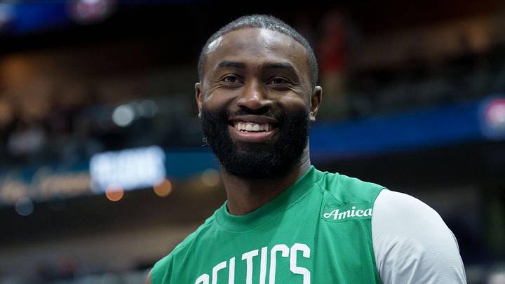 Oct 27, 2025; New Orleans, Louisiana, USA; Boston Celtics guard Jaylen Brown (7) smiles during the second half against the New Orleans Pelicans at Smoothie King Center. Mandatory Credit: Matthew Hinton-Imagn Images