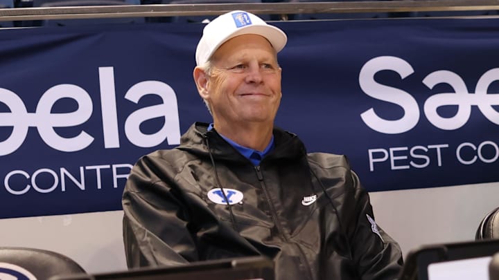 Jan 12, 2023; Provo, Utah, USA; Utah Jazz CEO and former Brigham Young Cougars player Danny Ainge looks on prior to a game between the Brigham Young Cougars and the Gonzaga Bulldogs at Marriott Center. Mandatory Credit: Rob Gray-Imagn Images Jan 12, 2023; Provo, Utah, USA; Utah Jazz CEO and former Brigham Young Cougars player Danny Ainge looks on prior to a game between the Brigham Young Cougars and the Gonzaga Bulldogs at Marriott Center. Mandatory Credit: Rob Gray-Imagn Images