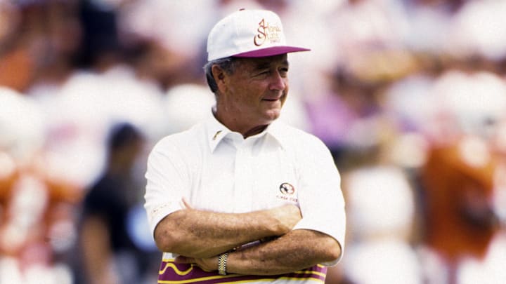 Oct 3 1992; Miami, FL, USA; FILE PHOTO; Florida State Seminoles head coach Bobby Bowden on field against the Miami Hurricanes at the Orange Bowl. Mandatory Credit: RVR Photos-Imagn Images 
