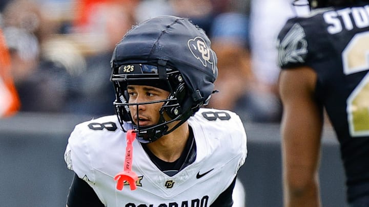 Apr 19, 2025; Boulder, CO, USA; Colorado Buffaloes wide receiver Joseph Williams (8) and safety Carter Stoutmire (23) during the spring game at Folsom Field. Mandatory Credit: Isaiah J. Downing-Imagn Images