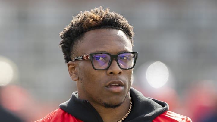 Cornerback Colton Hood of Tennessee walks the field