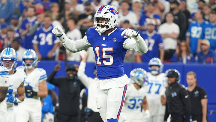 Sep 17, 2026; Orchard Park, New York, USA; Buffalo Bills linebacker Greg Rousseau (15) reacts during the first half against the Detroit Lions at New Highmark Stadium. Mandatory Credit: Gregory Fisher-Imagn Images Sep 17, 2026; Orchard Park, New York, USA; Buffalo Bills linebacker Greg Rousseau (15) reacts during the first half against the Detroit Lions at New Highmark Stadium. Mandatory Credit: Gregory Fisher-Imagn Images