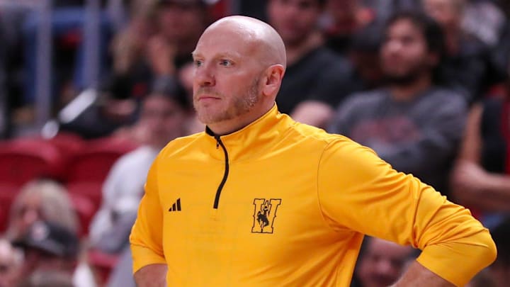 Wyoming head coach Sundance Wicks looks on during a non-conference basketball game, Wednesday, Nov. 13, 2024, in United Supermarkets Arena. Wyoming head coach Sundance Wicks looks on during a non-conference basketball game, Wednesday, Nov. 13, 2024, in United Supermarkets Arena.