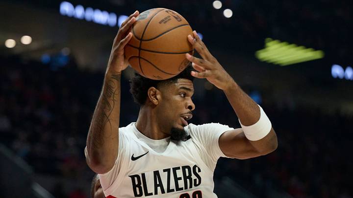 Oct 29, 2026: Portland Trail Blazers guard Scoot Henderson grabs a rebound during the first half against the Memphis Grizzlies at Moda Center. Mandatory Credit: Troy Wayrynen Oct 29, 2026: Portland Trail Blazers guard Scoot Henderson grabs a rebound during the first half against the Memphis Grizzlies at Moda Center. Mandatory Credit: Troy Wayrynen