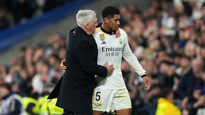 Carlo Ancelotti, entrenador del Real Madrid, no podrá contar con Jude Bellingham en su esquema