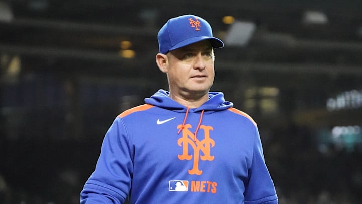 Sep 23, 2025; Chicago, Illinois, USA; New York Mets manager Carlos Mendoza (64) on the field before a game against the Chicago Cubs at Wrigley Field. Mandatory Credit: David Banks-Imagn Images Sep 23, 2025; Chicago, Illinois, USA; New York Mets manager Carlos Mendoza (64) on the field before a game against the Chicago Cubs at Wrigley Field. Mandatory Credit: David Banks-Imagn Images