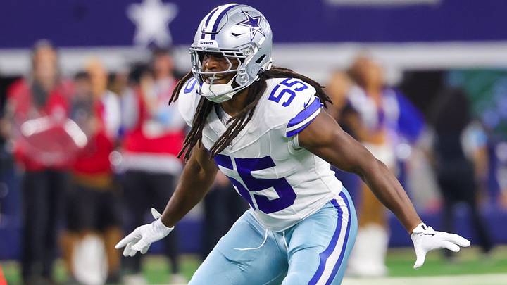 Dallas Cowboys linebacker Jaishawn Barham on defense during the first half against the New Orleans Saints. Dallas Cowboys linebacker Jaishawn Barham on defense during the first half against the New Orleans Saints.